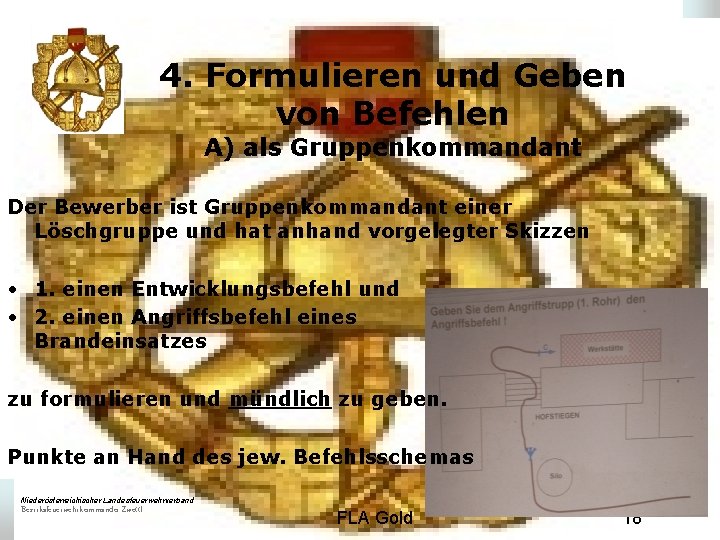 4. Formulieren und Geben von Befehlen A) als Gruppenkommandant Der Bewerber ist Gruppenkommandant einer