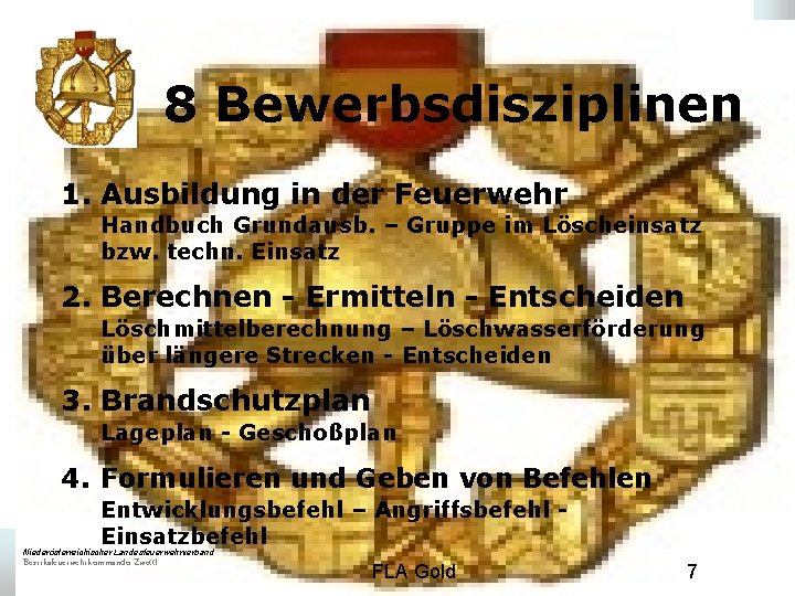 8 Bewerbsdisziplinen 1. Ausbildung in der Feuerwehr Handbuch Grundausb. – Gruppe im Löscheinsatz bzw.