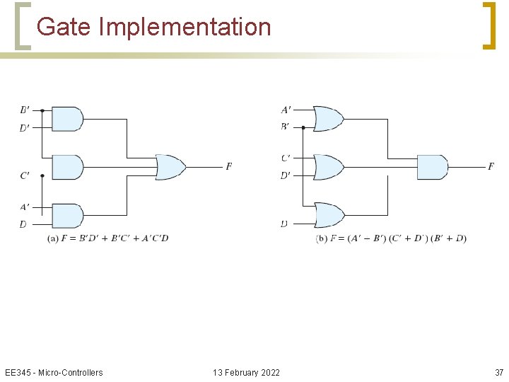Gate Implementation EE 345 - Micro-Controllers 13 February 2022 37 