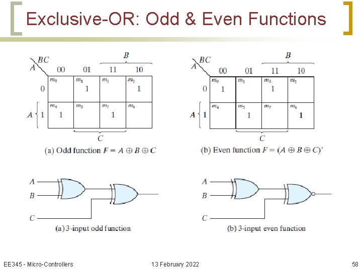 Exclusive-OR: Odd & Even Functions EE 345 - Micro-Controllers 13 February 2022 58 