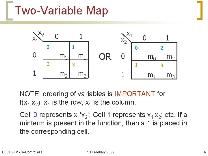 Two-Variable Map x 2 0 x 1 0 0 x 2 1 m 0