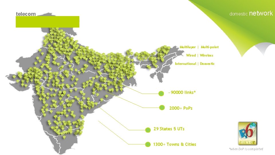 domestic network telecom Multilayer | Multi-point Wired | Wireless International | Domestic ~90000 links*