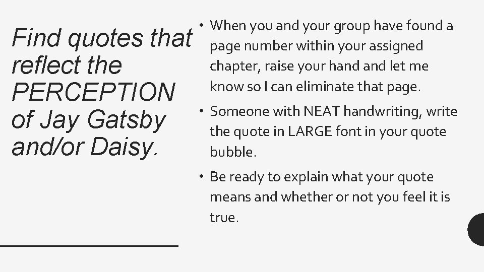  • When you and your group have found a page number within your