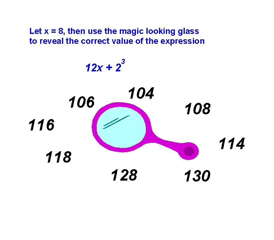 Let x = 8, then use the magic looking glass to reveal the correct
