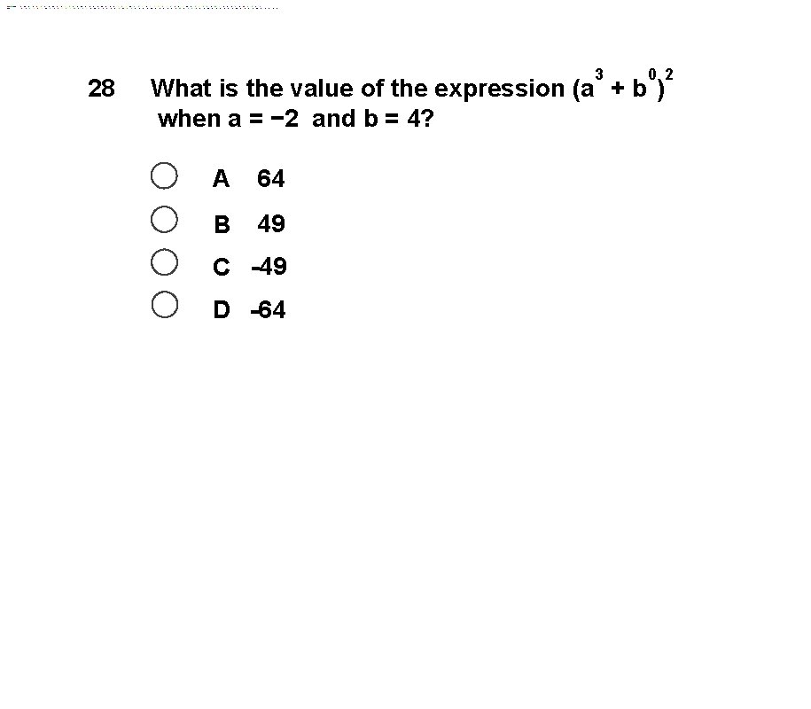 28 3 0 2 What is the value of the expression (a + b