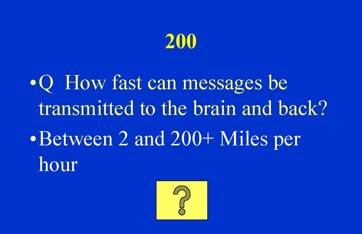 200 • Q How fast can messages be transmitted to the brain and back?