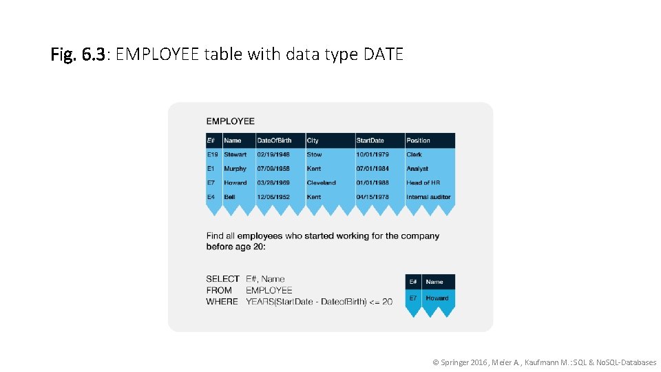Fig. 6. 3: EMPLOYEE table with data type DATE © Springer 2016, Meier A.