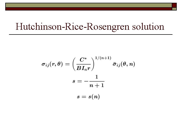 Hutchinson-Rice-Rosengren solution 