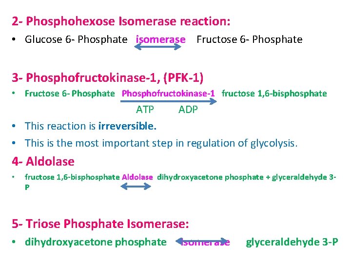 2 - Phosphohexose Isomerase reaction: • Glucose 6 - Phosphate isomerase Fructose 6 -