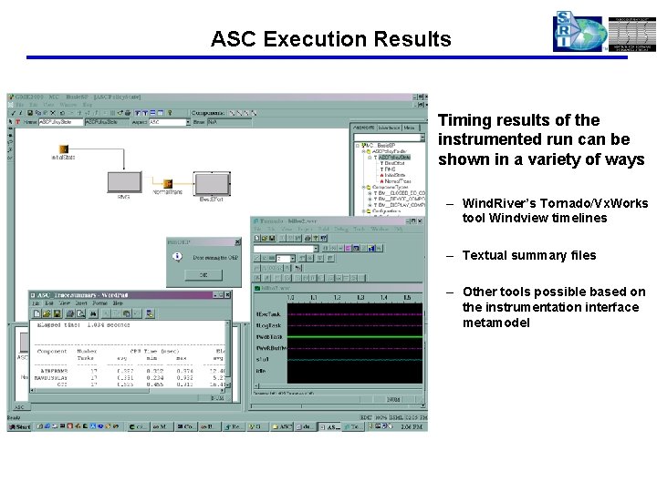 ASC Execution Results • Timing results of the instrumented run can be shown in