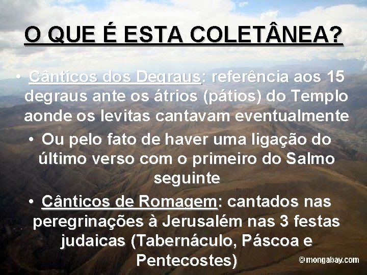 O QUE É ESTA COLET NEA? • Cânticos dos Degraus: referência aos 15 degraus