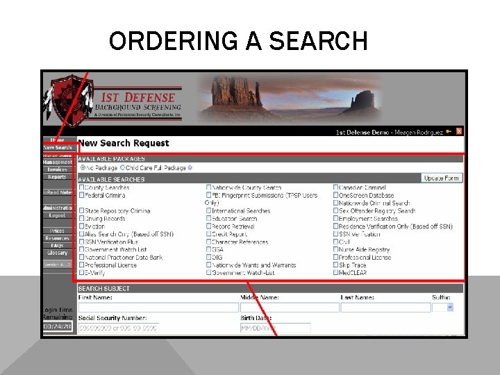 ORDERING A SEARCH 