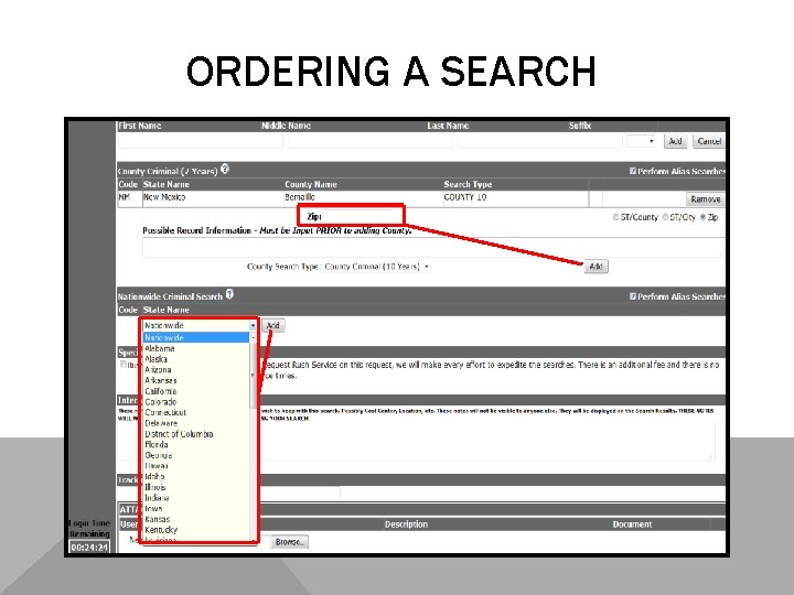 ORDERING A SEARCH 