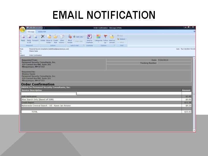 EMAIL NOTIFICATION 