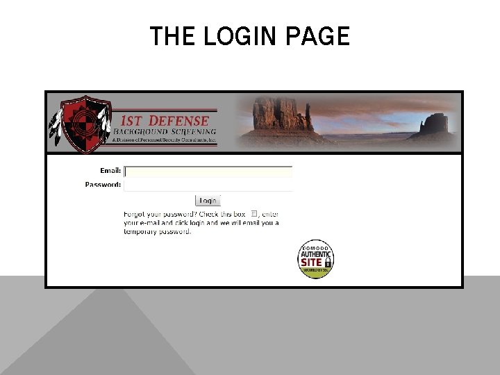 THE LOGIN PAGE 