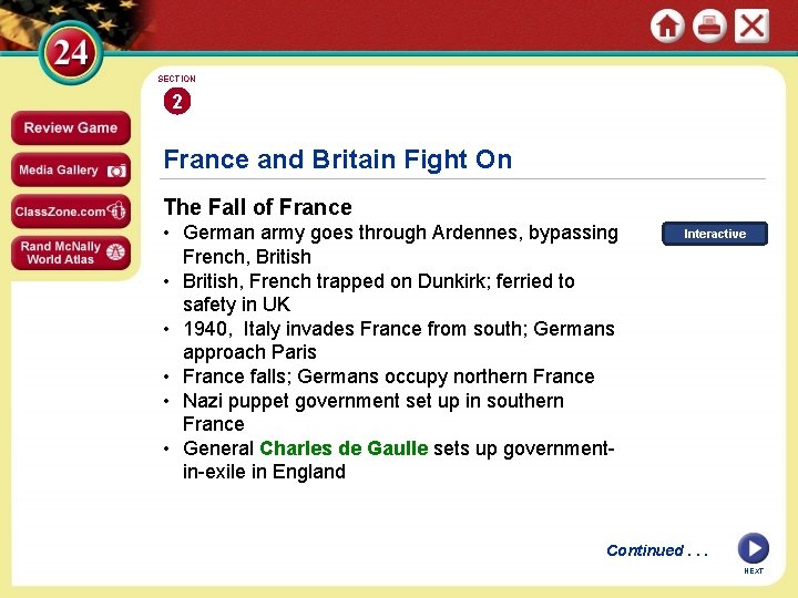 SECTION 2 France and Britain Fight On The Fall of France • German army