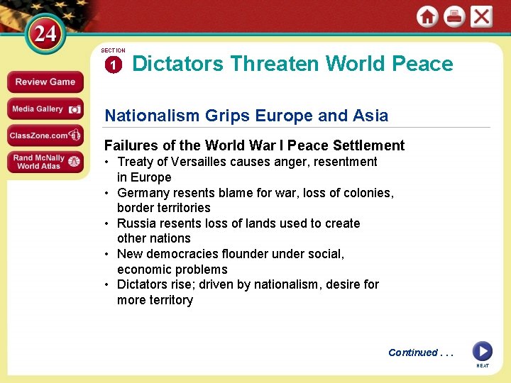 SECTION 1 Dictators Threaten World Peace Nationalism Grips Europe and Asia Failures of the