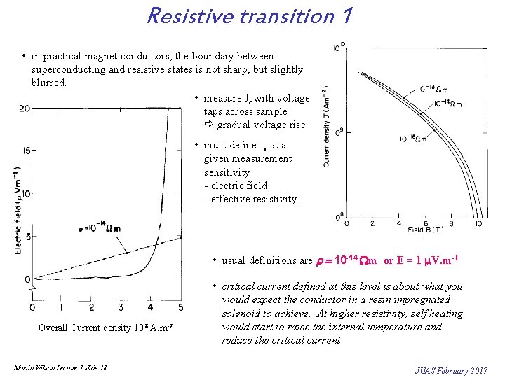 Resistive transition 1 • in practical magnet conductors, the boundary between superconducting and resistive