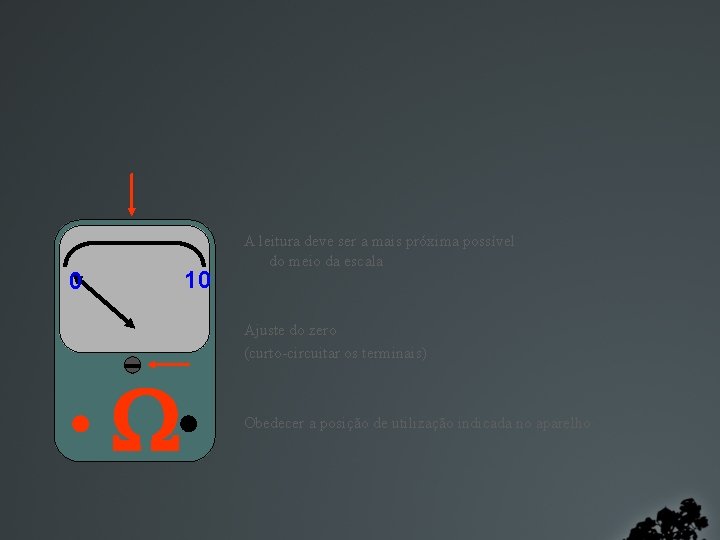 10 0 A leitura deve ser a mais próxima possível do meio da escala