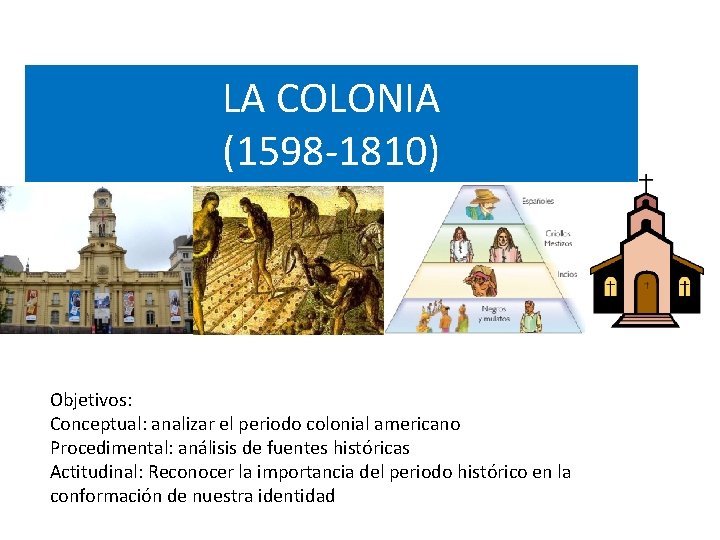LA COLONIA (1598 -1810) Objetivos: Conceptual: analizar el periodo colonial americano Procedimental: análisis de