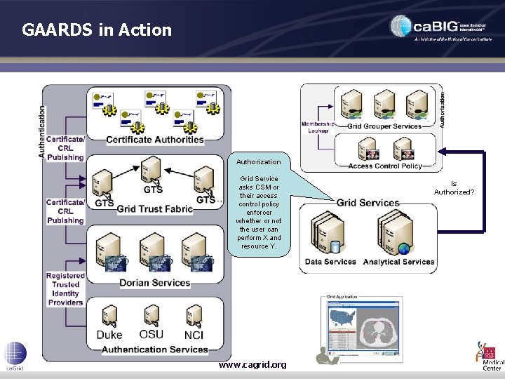 GAARDS in Action Authorization Grid Service asks CSM or their access control policy enforcer