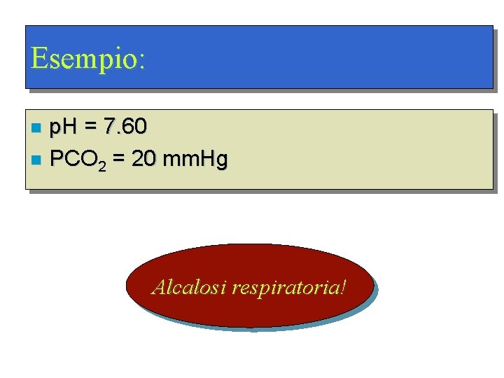 Esempio: p. H = 7. 60 n PCO 2 = 20 mm. Hg n