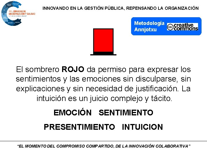 INNOVANDO EN LA GESTIÓN PÚBLICA, REPENSANDO LA ORGANIZACIÓN Metodología Annjotxu El sombrero ROJO da