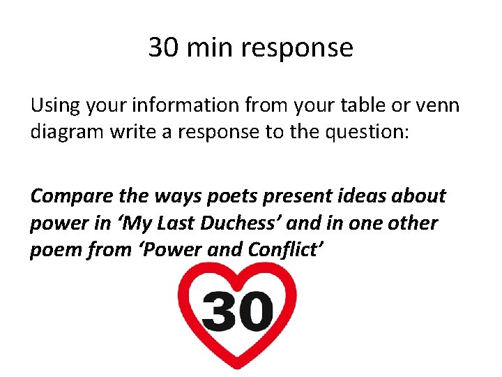 30 min response Using your information from your table or venn diagram write a