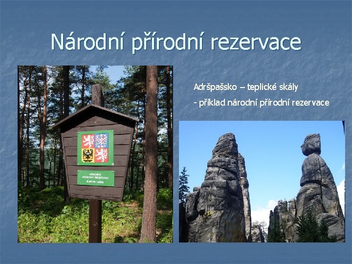 Národní přírodní rezervace Adršpašsko – teplické skály - příklad národní přírodní rezervace 