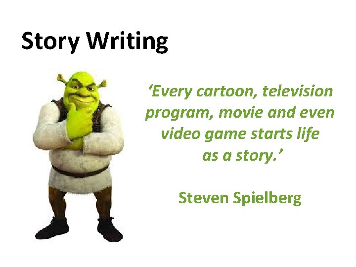Story Writing ‘Every cartoon, television program, movie and even video game starts life as