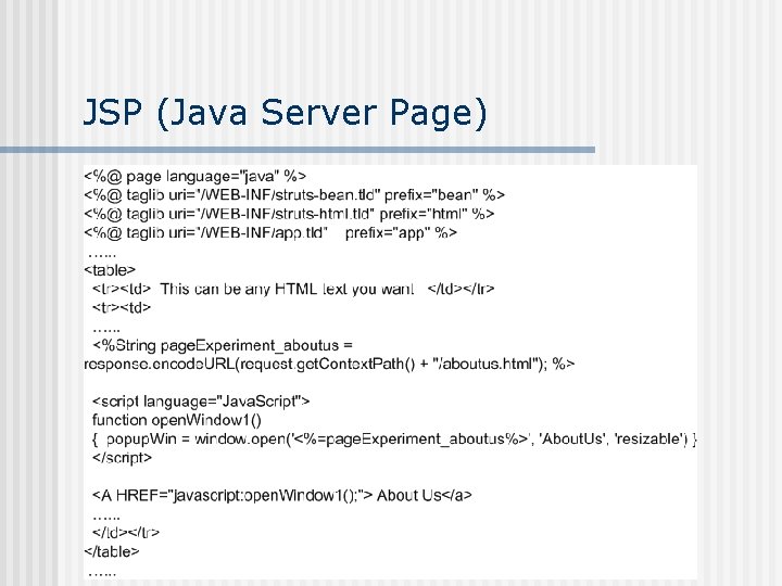 JSP (Java Server Page) JSP (Java Server Page)