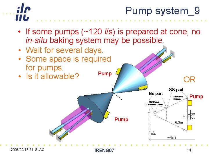 Pump system_9 • If some pumps (~120 l/s) is prepared at cone, no in-situ