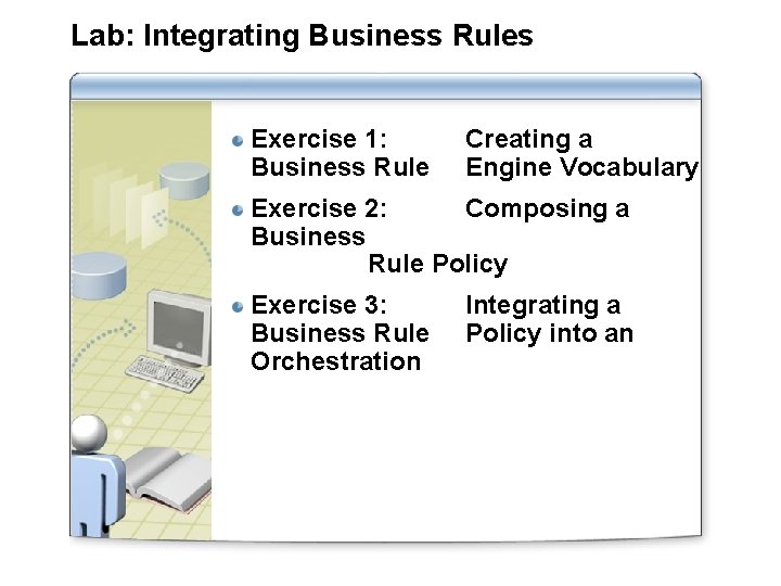 Lab: Integrating Business Rules Exercise 1: Business Rule Creating a Engine Vocabulary Exercise 2: