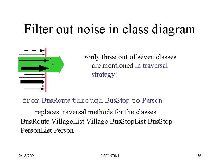 Filter out noise in class diagram • only three out of seven classes are