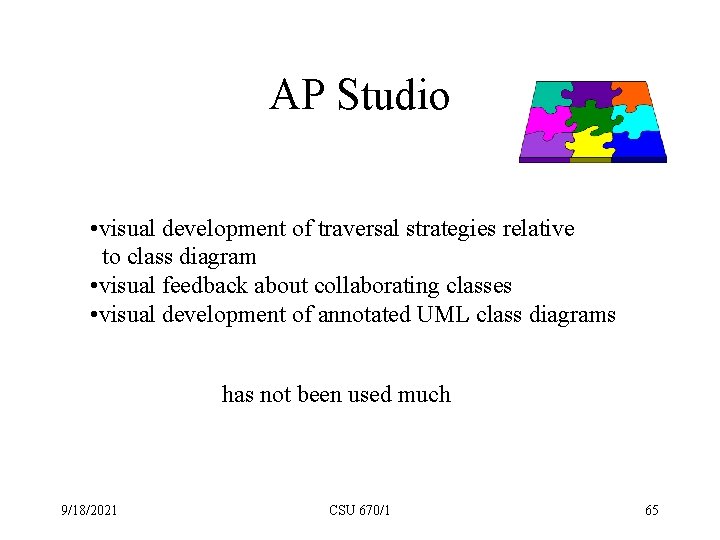 AP Studio • visual development of traversal strategies relative to class diagram • visual