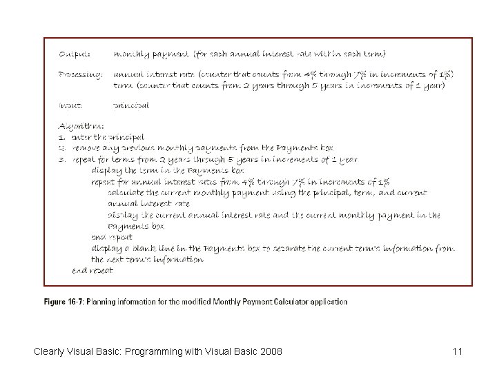 Clearly Visual Basic: Programming with Visual Basic 2008 11 