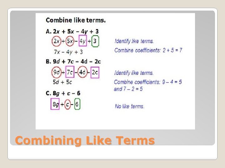 Combining Like Terms 