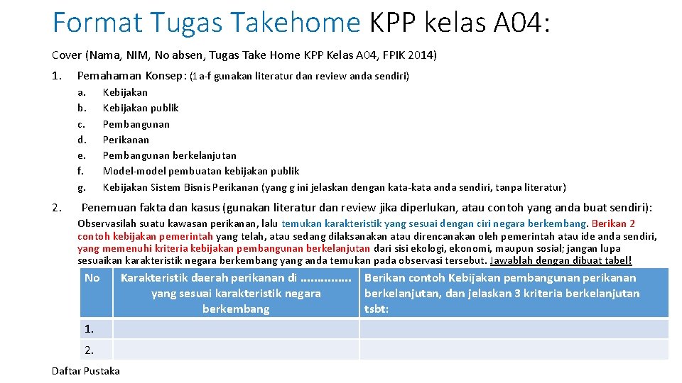 Format Tugas Takehome KPP kelas A 04: Cover (Nama, NIM, No absen, Tugas Take