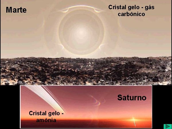 Cristal gelo - gás carbônico Marte Saturno Cristal gelo amônia 
