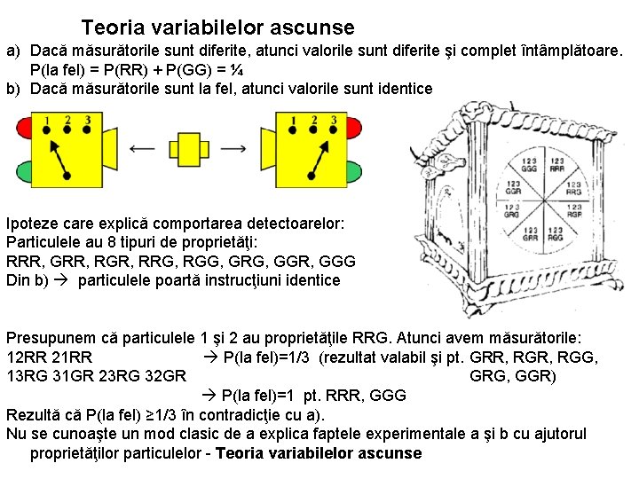 Teoria variabilelor ascunse a) Dacă măsurătorile sunt diferite, atunci valorile sunt diferite şi complet