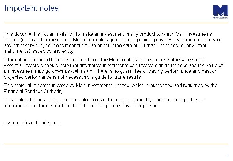Important notes This document is not an invitation to make an investment in any