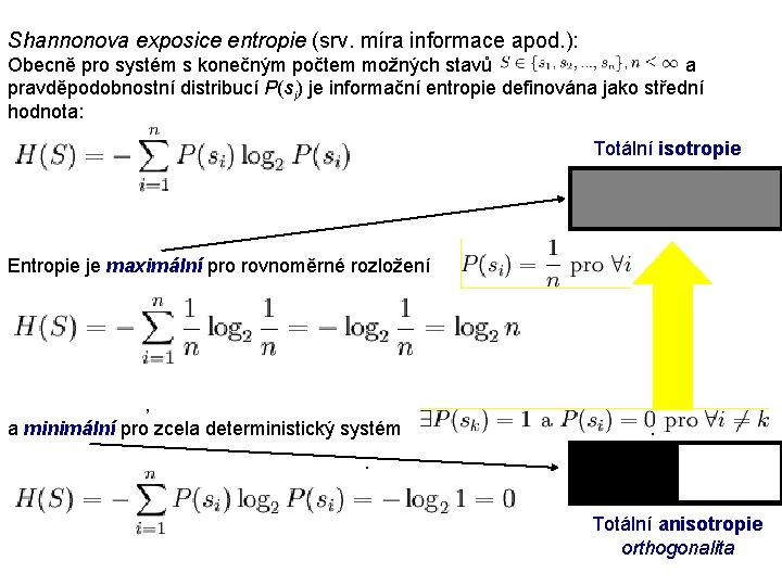 Shannonova exposice entropie (srv. míra informace apod. ): Obecně pro systém s konečným počtem