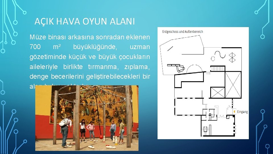 AÇIK HAVA OYUN ALANI Müze binası arkasına sonradan eklenen 700 m² büyüklüğünde, uzman gözetiminde