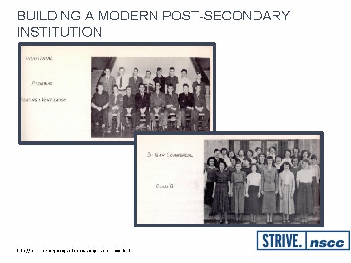 BUILDING A MODERN POST-SECONDARY INSTITUTION http: //nscc. cairnrepo. org/islandora/object/nscc: booktest 