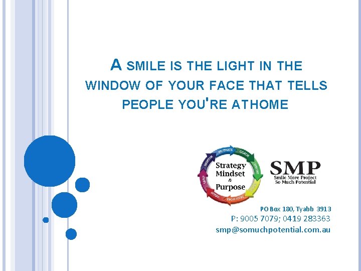 A SMILE IS THE LIGHT IN THE WINDOW OF YOUR FACE THAT TELLS PEOPLE