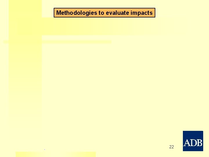 Methodologies to evaluate impacts 22 