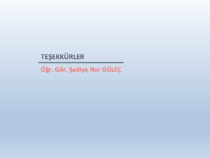 TEŞEKKÜRLER Öğr. Gör. Şadiye Nur GÜLEÇ 