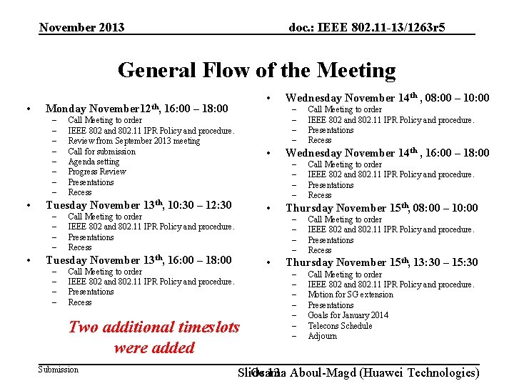 doc. : IEEE 802. 11 -13/1263 r 5 November 2013 General Flow of the