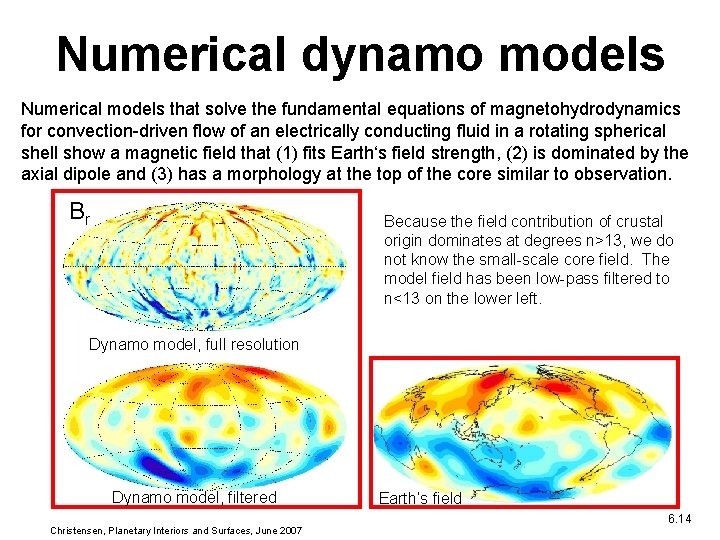 Numerical dynamo models Numerical models that solve the fundamental equations of magnetohydrodynamics for convection-driven