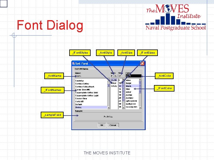 Font Dialog _l. Font. Styles _font. Style _font. Size _font. Name _l. Font. Sizes